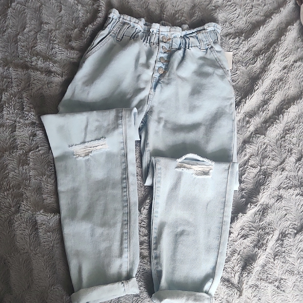 Forever 21 Light Blue Paperbag Jeans